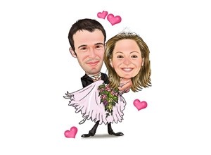 Hochzeitspaar Karikatur