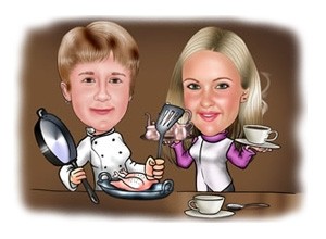 Kochpaar Karikatur