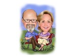Paar auf Parkbank Karikatur