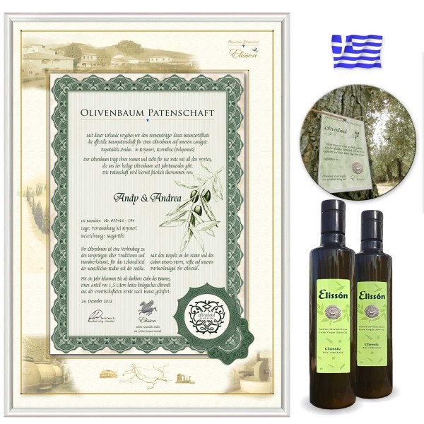 Baumpatenschaft Olivenbaum Griechenland | Jährlich Ernte von gekröntem Bio-Olivenöl